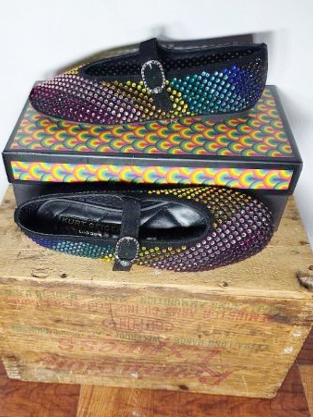 Kurt Geiger London $145 Mayfair Ballet Flat Black Combination Sz 8 NIB!